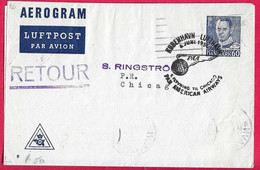 DANIMARCA - FIRST FLIGHT KOBENHAVN / CHICAGO * 6.JUN. 1954* SU AEROGRAMMA - Airmail