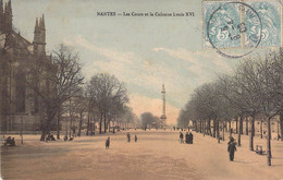 CPA - 44 - Nantes - Les Cours Et La Colonne Louis XVI - Animée Colorisée - PUB Savonnerie BIETTE NANTES Au Dos - Nantes