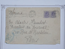 BH6 ESPANA   BELLE LETTRE CENSUREE RR 1916  SAN SEBASTIAN A PARIS FRANCE +PAIRE DE TP  ++AFFRANCH. PLAISANT - Briefe U. Dokumente