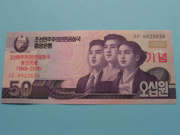 50 Won - 2002 With Overprint ( For Grade, Please See Photo ) UNC > North Korea ! - Corea Del Norte