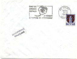 VOSGES - Dépt N° 88 = GOLBEY 1968 = FLAMME Codée SUPERBE =  SECAP Multiple ' PENSEZ à INDIQUER ' = Pensée N° 2 - Código Postal