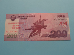 200 Won - 2008 With Overprint ( For Grade, Please See Photo ) UNC > North Korea ! - Korea, Noord