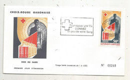 FDC, Premier Jour, GABON , Lettre, 1967, LIBREVILLE , CROIX ROUGE GABONAISE ,don Du Sang, 2 Scans - Gabón (1960-...)