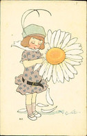 CASTELLI SIGNED 1910s POSTCARD - GIRL WITH BIG DAISY - N.153/1 (3829) - Castelli