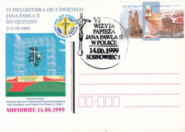 1999.06.14. VI Visit Of Pope John Paul II To Poland - Special Postmark Sosnowiec - POWA - Lettres & Documents