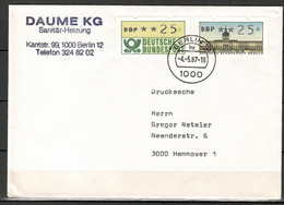 Berlin; ATM (FDC): MiNr. 1 + Bund Nr. 1, Auf Portoger. Drucksache Von Berlin Nach Hannover; F-253 - Machine Labels [ATM]