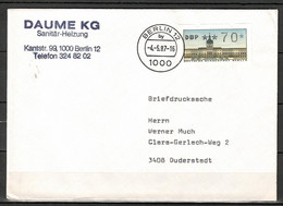 Berlin; ATM (FDC): MiNr. 1, Auf Portoger. Drucksache Von Berlin Nach Duderstadt; F-254 - Machine Labels [ATM]
