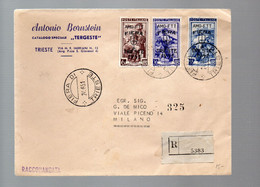 LAB828 (EML) - TRIESTE  AMG-FTT , Lettera FDC Raccomandata Per Milano 24.6.1951 - Marcophilie