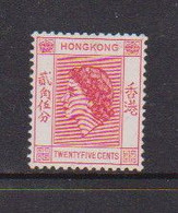 HONG  KONG    1954    Queen  Elizabeth  II    25c  Red    MH - Nuovi