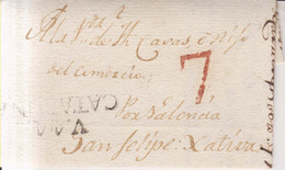 Prefilatelia Año 1813 Carta A San Felipe Marcas Nº7 V44 Cataluña Vich Y Porteo 7 - ...-1850 Prefilatelia