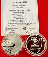 Georgia 5 Lari 2022 "EuroBasket, Georgian Basketball" Silver Ag PROOF - Georgien