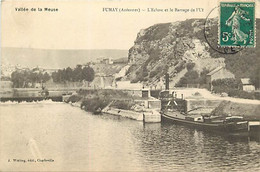 - Ardennes -ref-A108- Fumay - L Ecluse Et Le Barrage De L Uf - Ecluses - Passage Peniche Et Vapeur - Peniches - - Fumay
