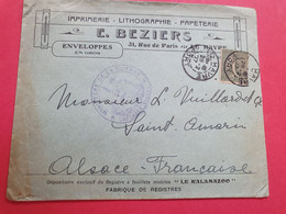 Cachet De Contrôle Militaire Sur Enveloppe Commerciale Du Havre Pour St Amarin ( Alsace ) En 1917  - N 132 - 1. Weltkrieg 1914-1918