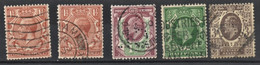 ANGLETERRE GREAT BRITAIN LOT DE 5 TIMBRES OBLITÉRÉS EDOURD VII . STAMPS EDWARD VII USED 2 Perfins, Cf Scans - Gebruikt