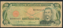 DOMINICAN REPUBLIC P119g 10 PESOS ORO 1987 FINE - Dominikanische Rep.