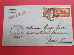 Indochine - Enveloppe De La Chambre De Commerce De Saigon Pour Paris Par Avion En 1938 - N 148 - Cartas & Documentos