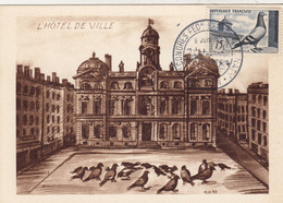 CARTE MAXIMUN. COLOMBOPHILIE. LYON - 1944-45 Arc De Triomphe