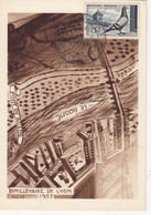 CARTE MAXIMUN. COLOMBOPHILIE. LYON - 1944-45 Arco Del Triunfo