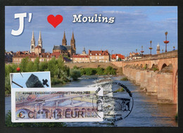 FRANCE (2022) Carte Maximum Card ATM LISA - émax Exposition Philatélique Moulins 2022 Pont Régemortes, Bridge, Puente - 2020-…