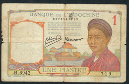 FRENCH INDOCHINA P54c 1 PIASTRE  ND   GOOD - Indochina