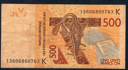 W.A.S. SENEGAL P719Kb 500 FRANCS (20)13  F-VF  NO P.h. - West-Afrikaanse Staten