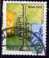 BRAZIL BRASIL BRASILE BRÉSIL 2002 MUSICAL INSTRUMENTS TROMPETE 2.00 USATO USED OBLITERE' - Oblitérés