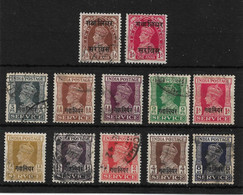 INDIA - GWALIOR 1938 AND 1940 - 1942 OFFICIALS SETS SG O78/O89 FINE USED Cat £18 - Gwalior