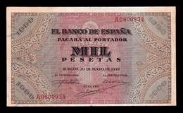 España Spain 1000 Pesetas Burgos 1938 Pick 115 Serie A MBC/+ VF/+ - 1000 Pesetas
