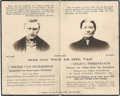 Doodsprentje  *  Van Ryckeghem Pieter (° Koekelare 1843 - Ichtegem 1921) Vierstraete Coleta (° Ichtegem 1841 - + 1927) - Religion & Esotericism