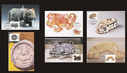 China Maximum Card，2022-19 Ancient Art Boutique Tiger Cultural Objects，6 Pcs - Cartes-maximum