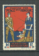GREAT Britain Ca 1916-1918 WWI War Relief Fund Vignette Charity Poster Stamp 1 D. * FIGHTING FOR PEACE WITH HONOUR - Cinderellas