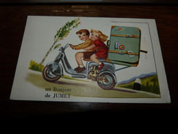 Cpa Un Bonjour De Jumet  Carte à Système - Multivues - Bon état Avec Moto Vespa ? - Souvenir De...