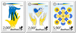 Estonia Lithuania Finland 2022 Support To Ukraine BeePost Set Of 3 Stamps - Ongebruikt