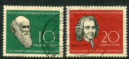 DDR / E. GERMANY 1958 Darwin And Linneus Used.  Michel  631-32 - Gebruikt