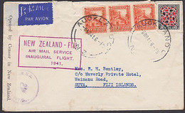 NZ - FIJI 1941 FIRST FLIGHT CENSOR COVER - Cartas & Documentos