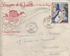 LETTRE. TABLEAU CHAGALL. DOMAINE DE LA VALETTE. 1° CRU DU BEAUJOLAIS CHARENTAY RHONE POUR GENEVE  / 2 - 1961-....