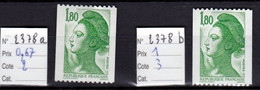 Timbres De Roulette Neufs ** Liberté De Gandon 2378a Et 2378b N° Rouge Au Verso - 1982-1990 Liberté De Gandon