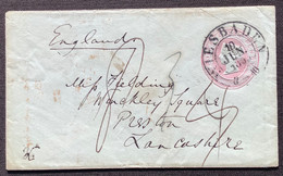 WIESBADEN 1855 GB 1d Queen Victoria Postal Stationery: Thurn Und Taxis Nassau>Preston Lancashire (cover Brief Ganzsache - Covers & Documents