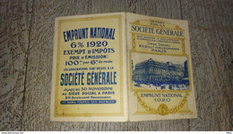 Calendrier Dépliant 1921 Société Générale Emprunt National De 1920 - Small : 1921-40