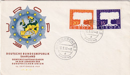 Germany Saarrland 1957 Cover: EUROPA CEPT; European Union; - 1957