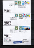 Norway 2016 Youth Olympic Games Lillehammer 7 Different Interesting Letters - Covers & Documents