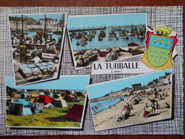 44 - LA TURBALLE - Le Port - La Plage - Les Pêcheurs - Le Camping. (CPSM Multivues Avec Blason) - La Turballe