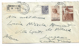 Cover - Italy - 1958 - Torino - Registered - 1946-60: Marcophilie