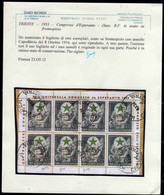 TRIESTE B 1953 CONGRESSO D'ESPERANTO 300d BLOCCO FOGLIETTO 8 ESEMPLARI SHEET BLOCK USATO USED OBLITERE' - Used