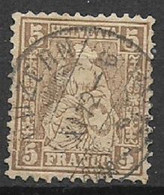 SVIZZERA -1862 ALLEGORIA DELL'HELVETIA SEDUTA  NUOVO TIPO UNIF. 35a USATO VF( BRUNO GIALLO) - Gebraucht