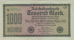 Allemagne - Billet De 1000 Mark - 15 Septembre 1922 - P76h - 1.000 Mark