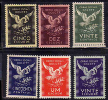 PORTOGALLO PORTUGAL 1947 REVENUE FISCAL OBRAS SOCIAIS DOS CTT SOCIAL COMPLETE SET SERIE COMPLETA MNH - Unused Stamps