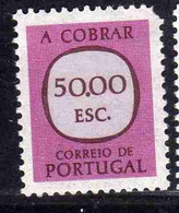 PORTOGALLO PORTUGAL 1967 1984 POSTAGE DUE STAMPS TAXE SEGNATASSE 50e MNH - Nuovi