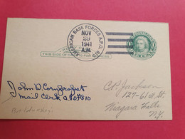 Etats Unis - Oblitération " American Base Forces A.P.O. 810 " Sur Entier Postal En 1941 Pour Niagara Falls  - N 200 - 1941-60