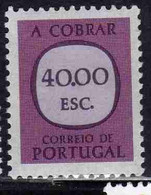 PORTOGALLO PORTUGAL 1967 1984 POSTAGE DUE STAMPS TAXE SEGNATASSE 40e MNH - Ungebraucht